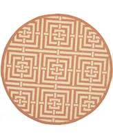 Safavieh Courtyard CY6937 Terracotta and Cream 5'3" x 5'3" Round Outdoor Area Rug