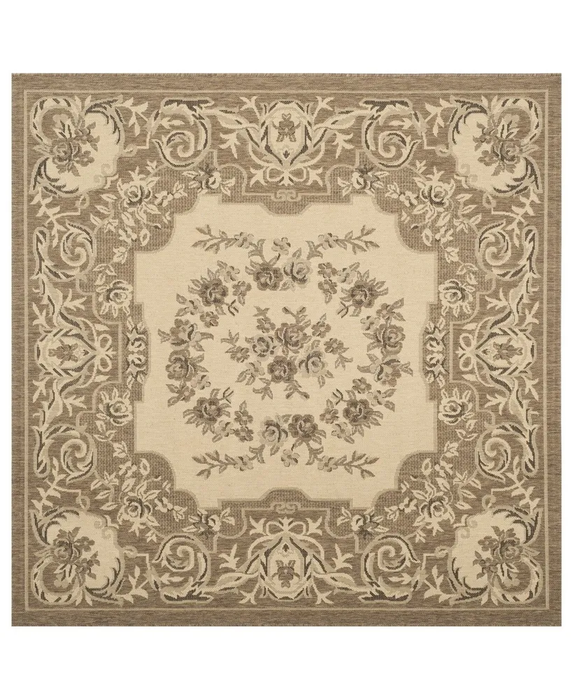 Safavieh Courtyard CY7208 Creme and Brown 6'7" x 6'7" Sisal Weave Square Outdoor Area Rug