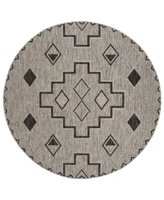 Safavieh Courtyard CY8533 Gray and Black 6'7" x 6'7" Round Outdoor Area Rug