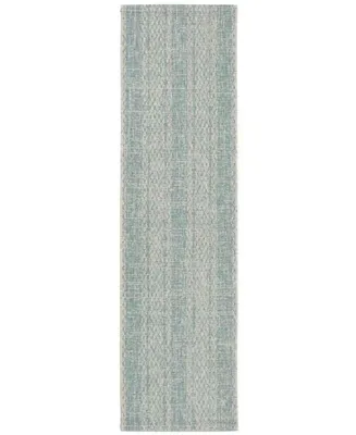 Safavieh Courtyard CY8736 Light Grey and Aqua 2'3" x 8' Sisal Weave Runner Outdoor Area Rug