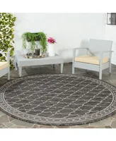 Safavieh Courtyard CY8871 Black and Beige 6'7" x 6'7" Round Outdoor Area Rug