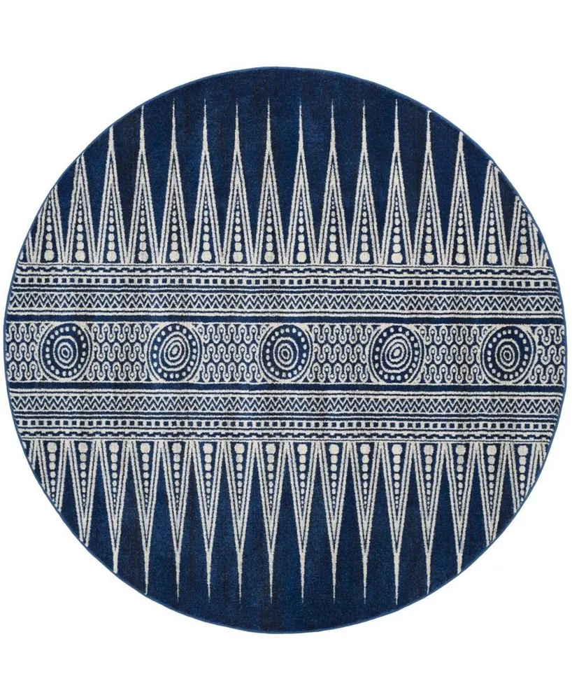 Safavieh Evoke EVK226 Royal and Ivory 6'7" x 6'7" Round Area Rug