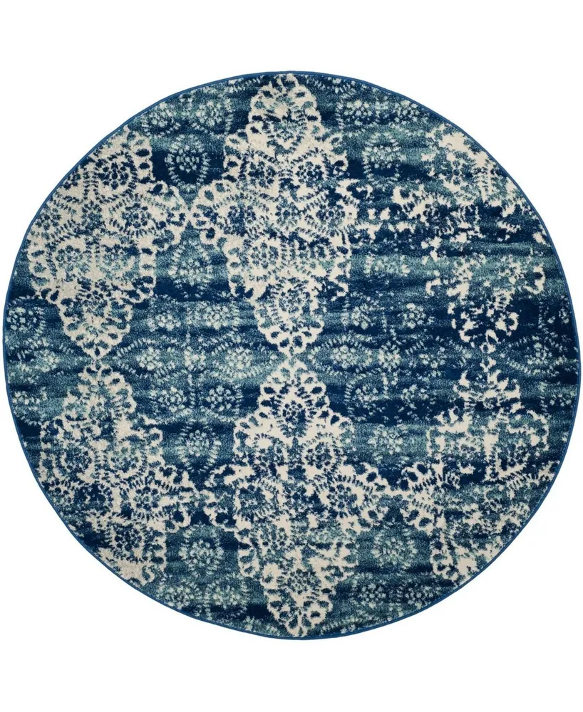 Safavieh Evoke EVK266 Royal and Ivory 5'1" x 5'1" Round Area Rug