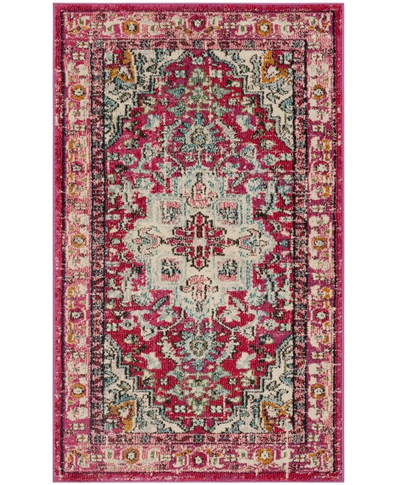 Safavieh Monaco MNC250 Fuchsia and Light Blue 3' x 5' Area Rug