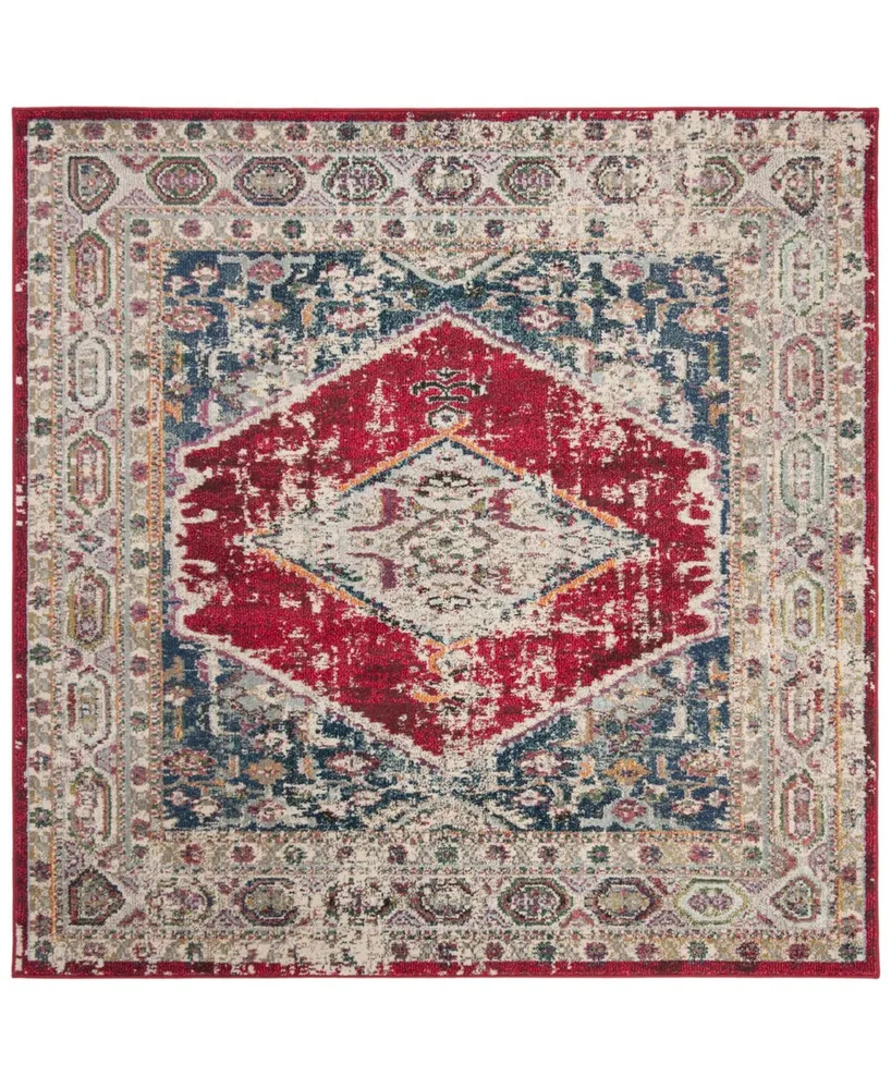 Safavieh Monaco MNC257 Ivory and Red 6'7" x 6'7" Square Area Rug