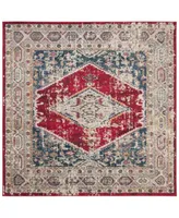 Safavieh Monaco MNC257 Ivory and Red 6'7" x 6'7" Square Area Rug