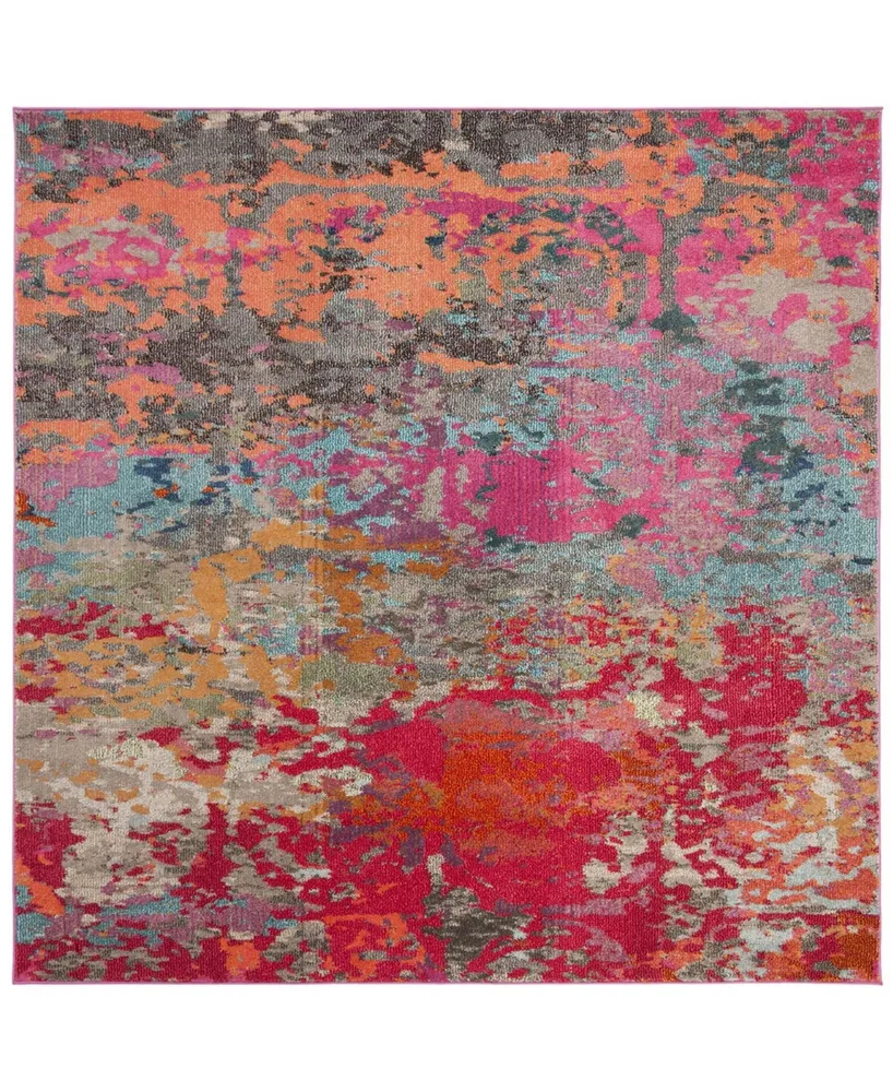 Safavieh Monaco MNC261 Fuchsia and Blue 6'7" x 6'7" Square Area Rug