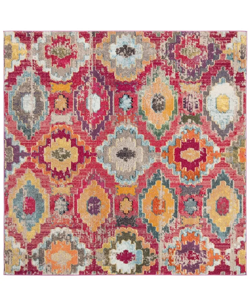 Safavieh Monaco MNC265 Red and Blue 6'7" x 6'7" Square Area Rug