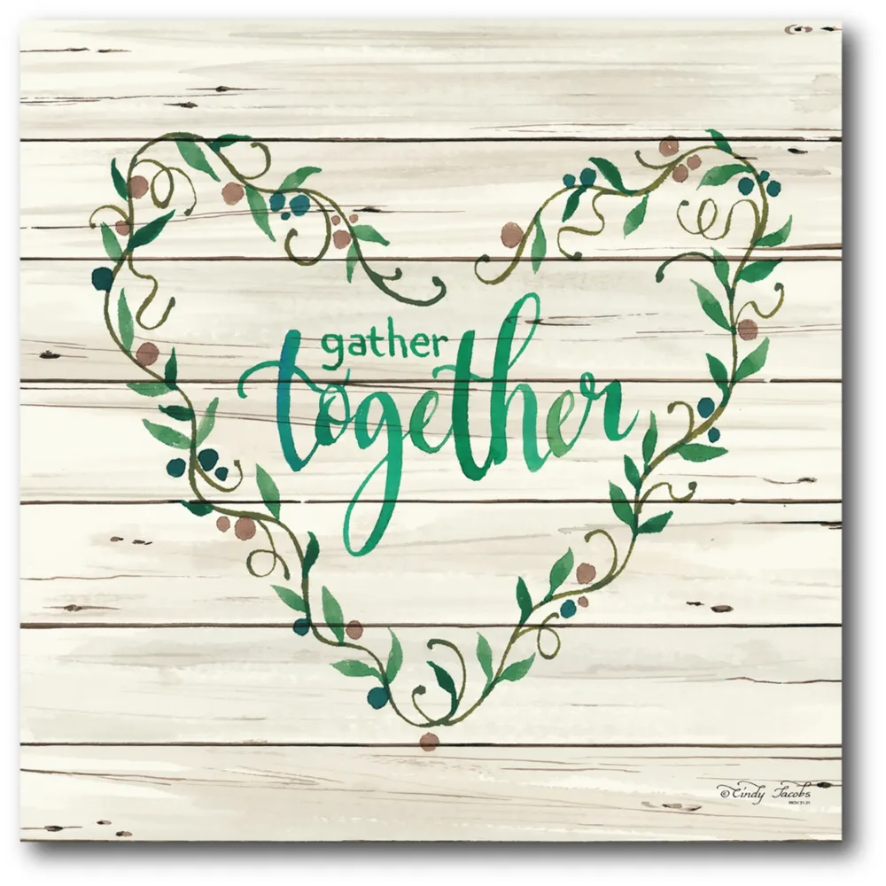 Courtside Market Gather Together Heart Wreath Gallery-Wrapped Canvas Wall Art - 16" x 16"