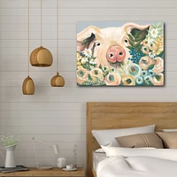 Courtside Market Pig in The Flower Garden Gallery-Wrapped Canvas Wall Art - 18" x 24"