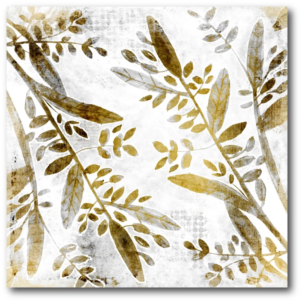 Courtside Market Botanical in Gold I Gallery-Wrapped Canvas Wall Art - 16" x 16"