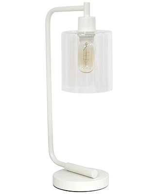 Simple Designs Bronson Antique Style Industrial Iron Lantern Desk Lamp with Glass Shade