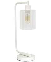 Simple Designs Bronson Antique Style Industrial Iron Lantern Desk Lamp with Glass Shade