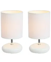 Simple Designs Stonies Small Stone Look Table Bedside Lamp 2 Pack Set