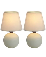 Simple Designs Mini Ceramic Globe Table Lamp 2 Pack Set
