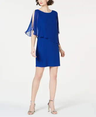 Msk Rhinestone-Trim Chiffon Popover Dress