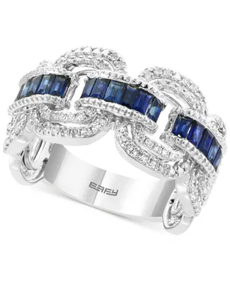 Effy Sapphire (3/4 ct. t.w.) & Diamond (3/8 ct. t.w.) Statement Ring in 14k White Gold