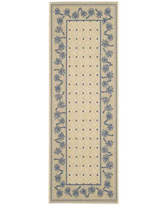 Safavieh Courtyard CY5148 Ivory and Blue 2'7" x 8'2" Runner Outdoor Area Rug