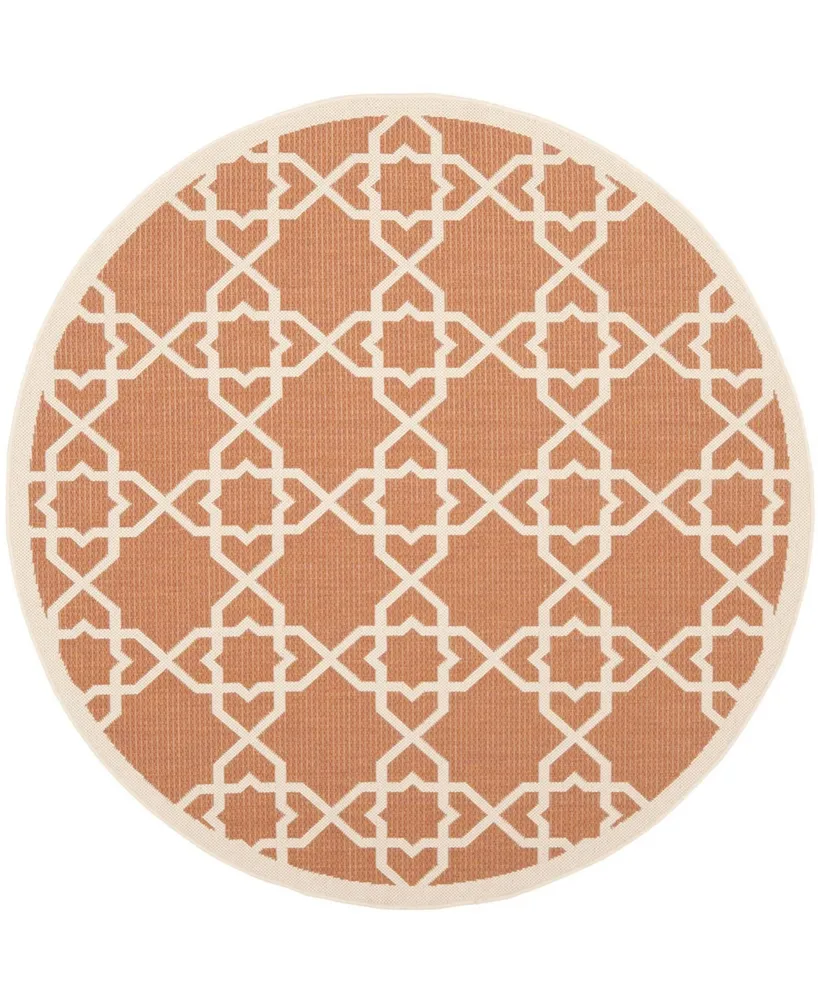 Safavieh Courtyard CY6032 Terracotta and Beige 6'7" x 6'7" Round Outdoor Area Rug