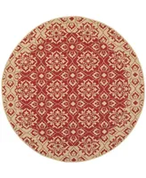 Safavieh Courtyard CY6550 Red and Creme 7'10" x 7'10" Sisal Weave Round Outdoor Area Rug