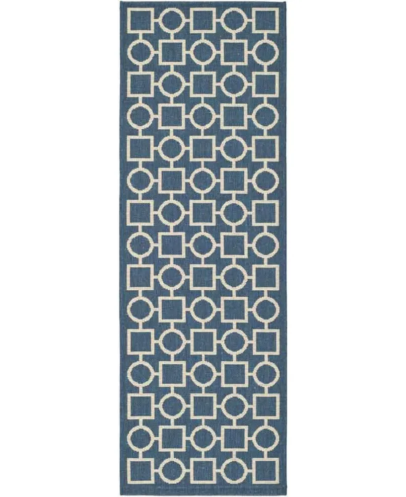 Safavieh Courtyard CY6925 Navy and Beige 2'3" x 10' Sisal Weave Runner Outdoor Area Rug