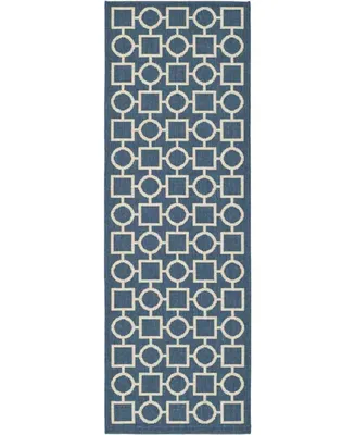 Safavieh Courtyard CY6925 Navy and Beige 2'3" x 10' Sisal Weave Runner Outdoor Area Rug