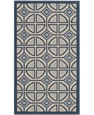 Safavieh Courtyard CY7017 Beige and Navy 2'7" x 5' Sisal Weave Outdoor Area Rug