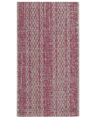 Safavieh Courtyard CY8736 Light Gray and Fuchsia 2'7" x 5' Sisal Weave Outdoor Area Rug