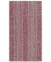 Safavieh Courtyard CY8736 Light Gray and Fuchsia 2'7" x 5' Sisal Weave Outdoor Area Rug