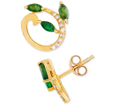 Emerald (1/2 ct. t.w.) & Diamond Accent Stud Earrings in 14k Gold