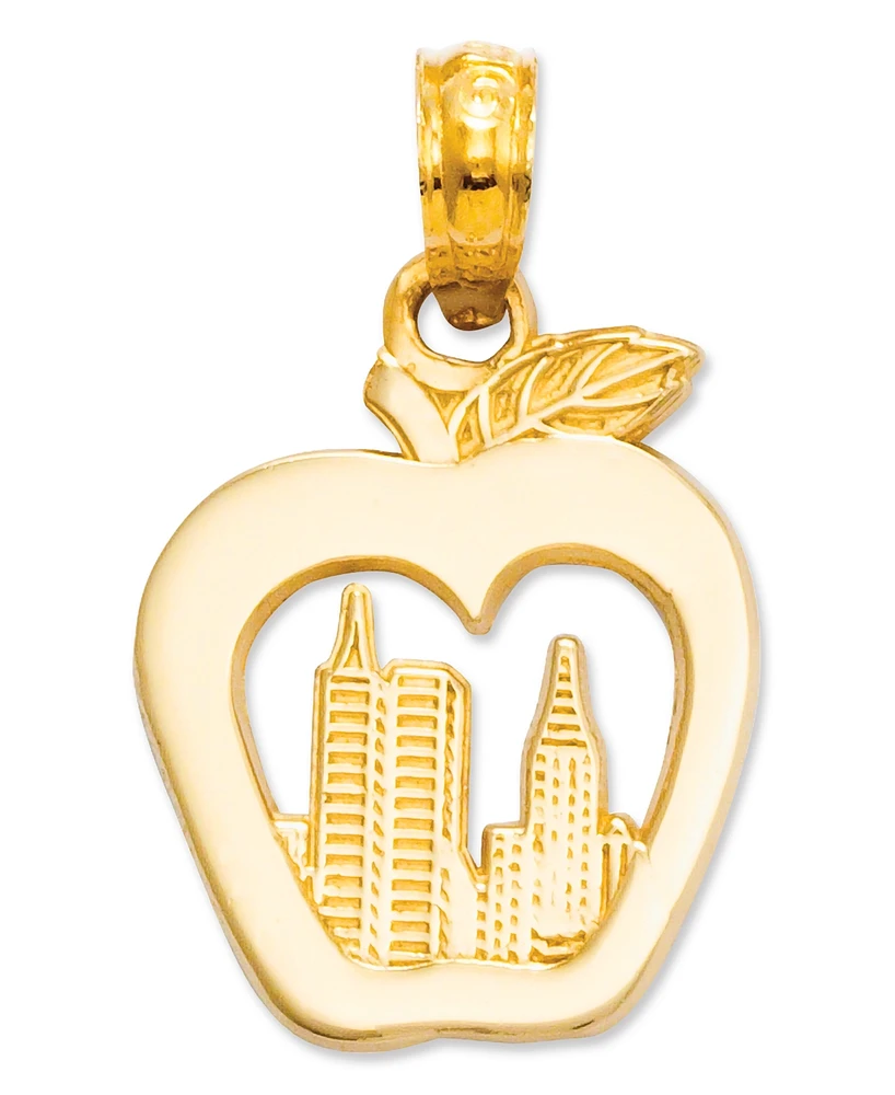 14k Gold Charm, New York Skyline in Apple Charm