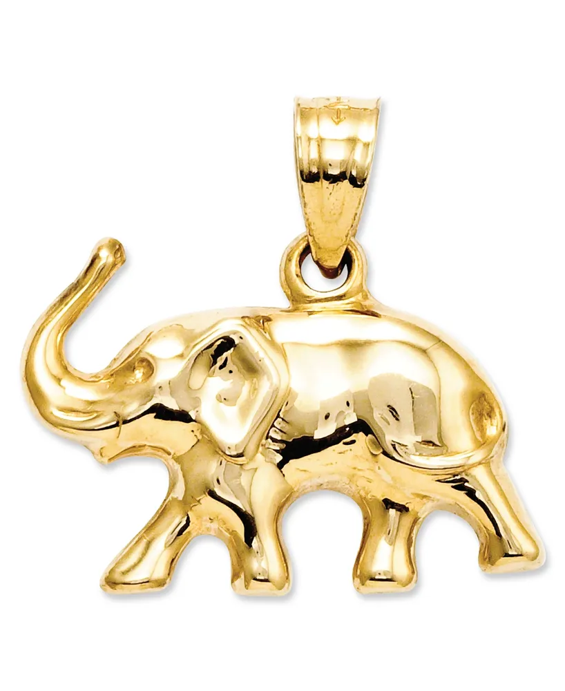 14k Gold Charm, 3D Elephant Charm