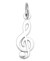 14k White Gold Charm, White Gold Treble Clef Charm