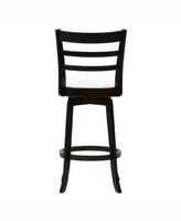 Corliving Wood Barstool with Leatherette Seat and 3-Slat Backrest
