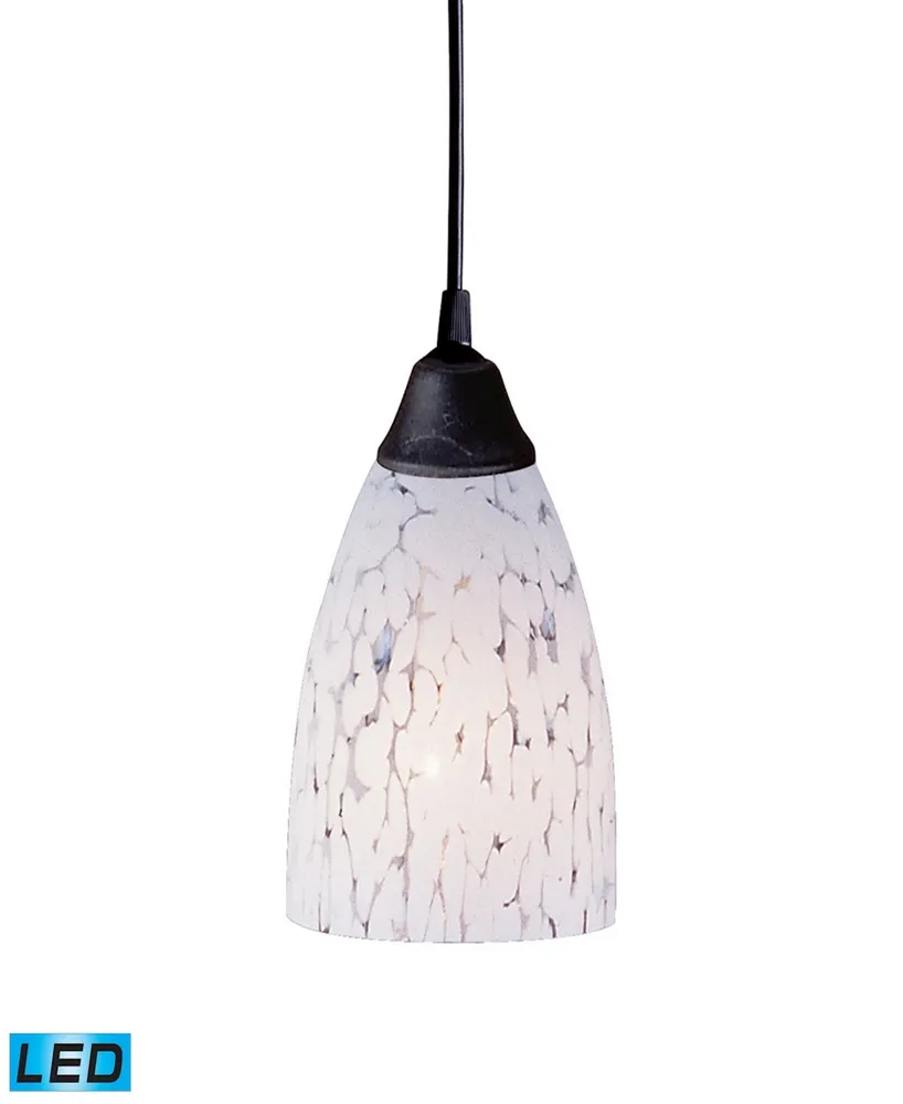 1 Light Pendant in Dark Rust and Show White Glass - Led Offering Up To 800 Lumens (60 Watt Equivalent)