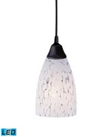 1 Light Pendant in Dark Rust and Show White Glass - Led Offering Up To 800 Lumens (60 Watt Equivalent)