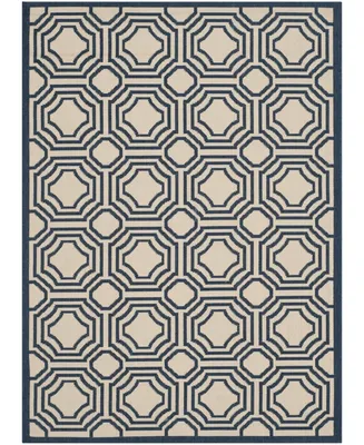 Safavieh Courtyard CY6112 Beige and Navy 5'3" x 7'7" Outdoor Area Rug