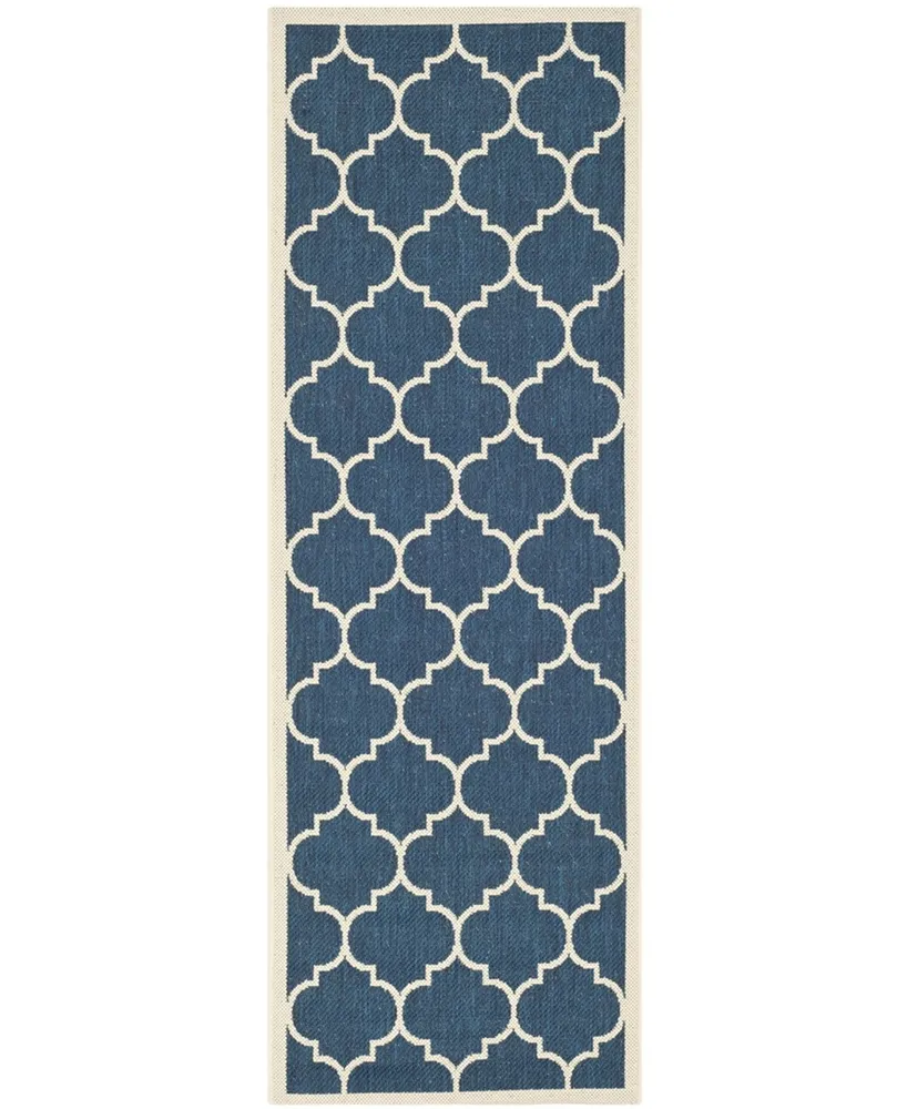 Safavieh Courtyard CY6914 Navy and Beige 2'3" x 10' Sisal Weave Runner Outdoor Area Rug