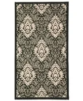 Safavieh Courtyard CY2714 Black and Sand 5'3" x 5'3" Round Outdoor Area Rug