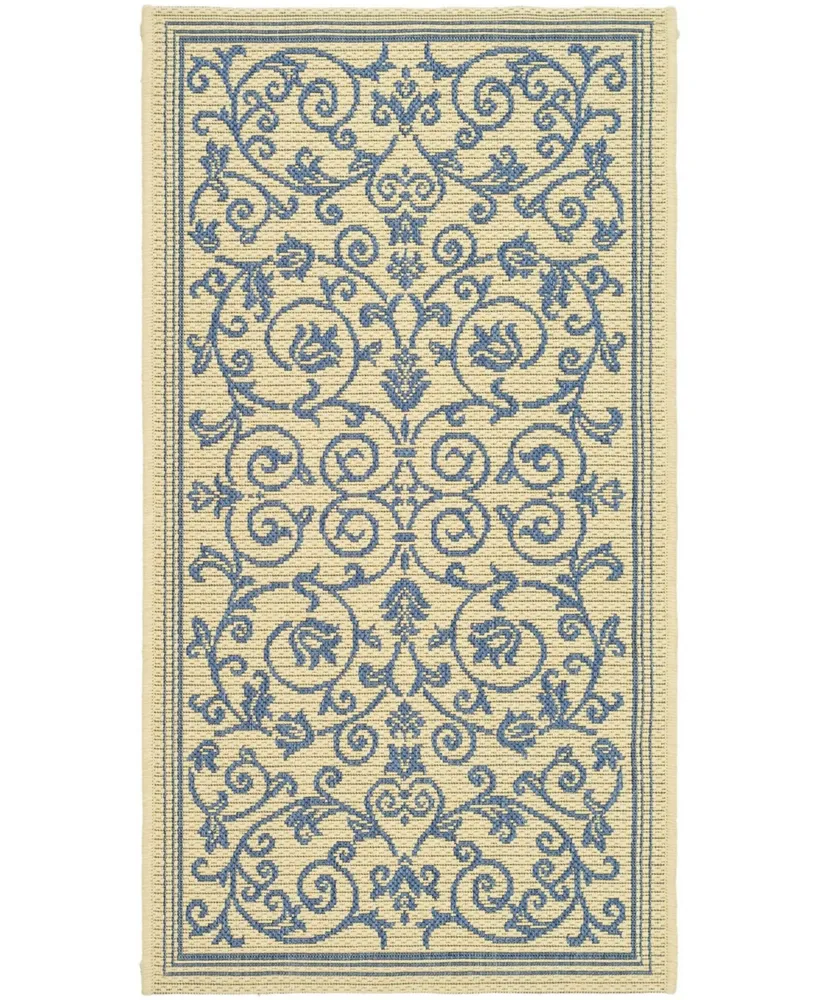 Safavieh Courtyard CY2098 Natural and Blue 7'10" x 7'10" Sisal Weave Square Outdoor Area Rug
