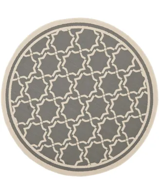 Safavieh Courtyard CY6916 Anthracite and Beige 7'10" x 7'10" Round Outdoor Area Rug