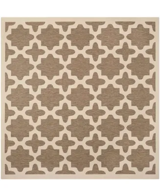 Safavieh Courtyard CY6913 Brown and Bone 4' x 4' Sisal Weave Square Outdoor Area Rug