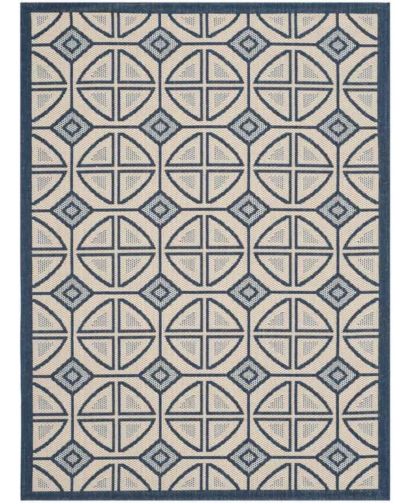 Safavieh Courtyard CY7017 Beige and Navy 5'3" x 7'7" Sisal Weave Outdoor Area Rug