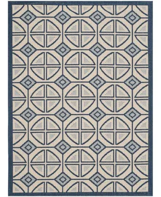 Safavieh Courtyard CY7017 Beige and Navy 5'3" x 7'7" Sisal Weave Outdoor Area Rug