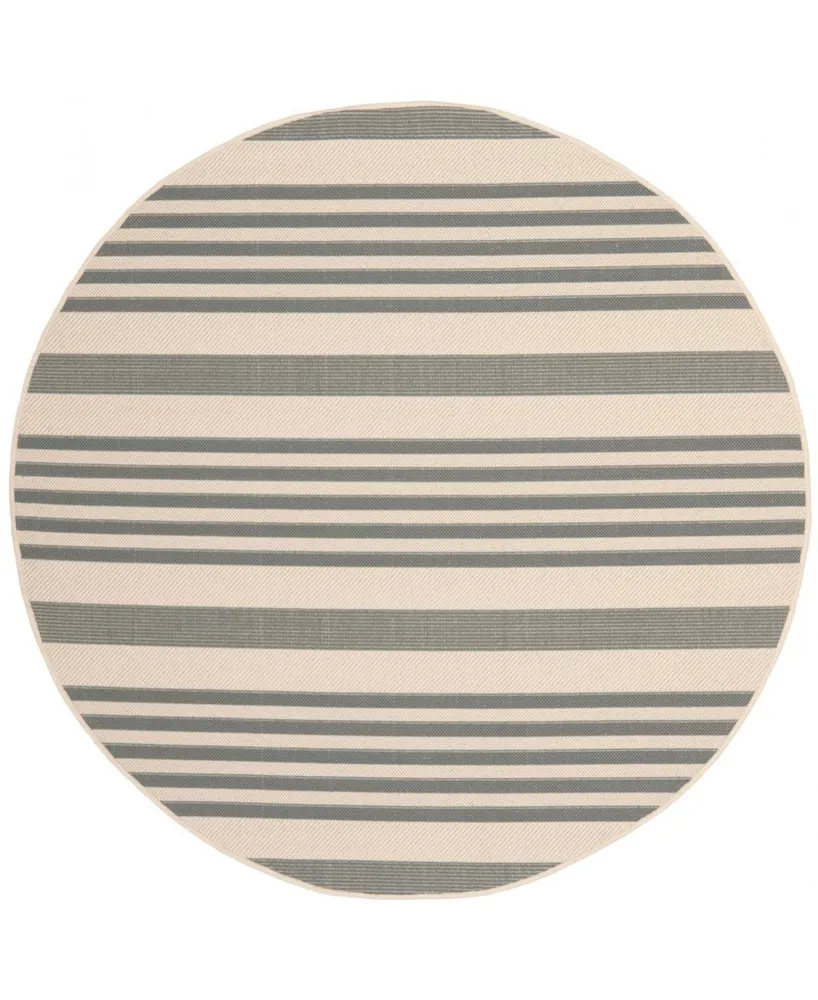 Safavieh Courtyard CY6062 Gray and Bone 6'7" x 6'7" Round Outdoor Area Rug