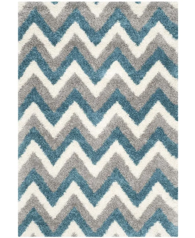 Safavieh Shag Kids SGK568 Ivory and Blue 4' x 6' Area Rug