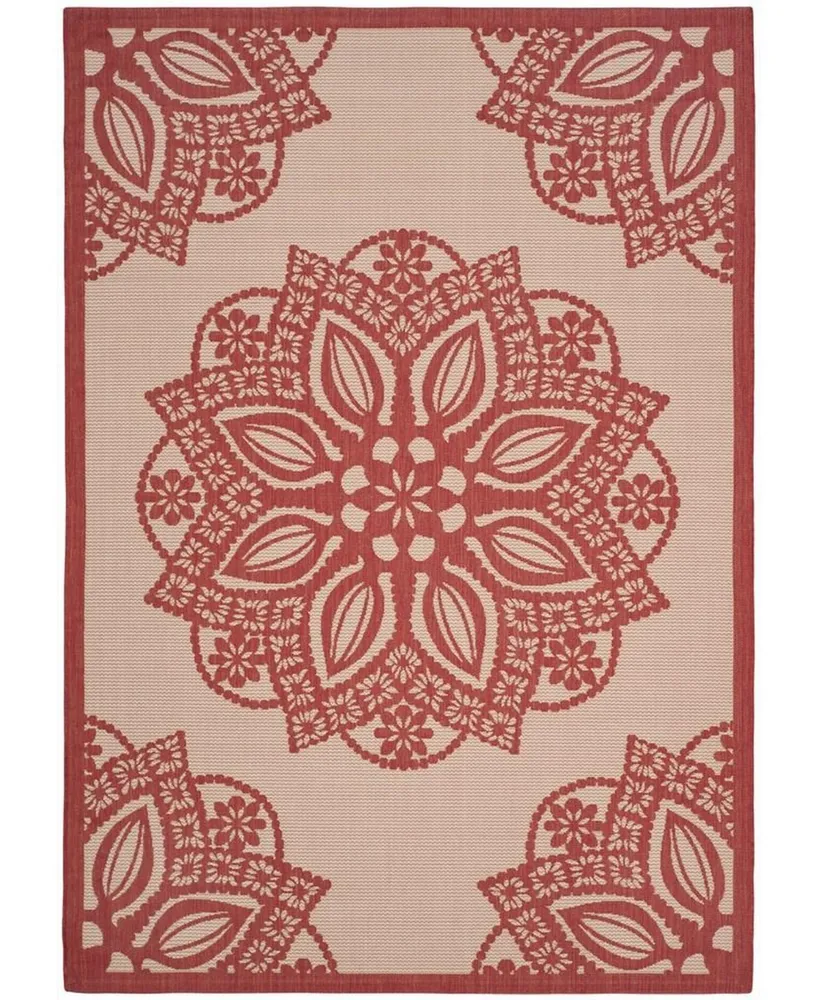 Safavieh Courtyard CY6139 Beige and Red 6'7" x 9'6" Sisal Weave Outdoor Area Rug