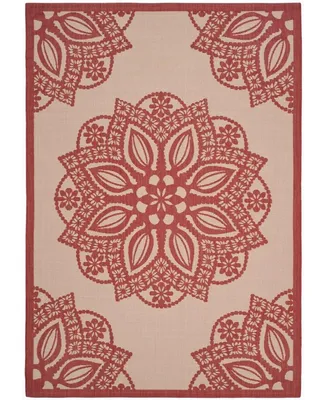 Safavieh Courtyard CY6139 Beige and Red 6'7" x 9'6" Sisal Weave Outdoor Area Rug