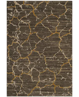 Safavieh Porcello PRL7738 Dark Gray and Yellow 6'7" x 6'7" Square Area Rug