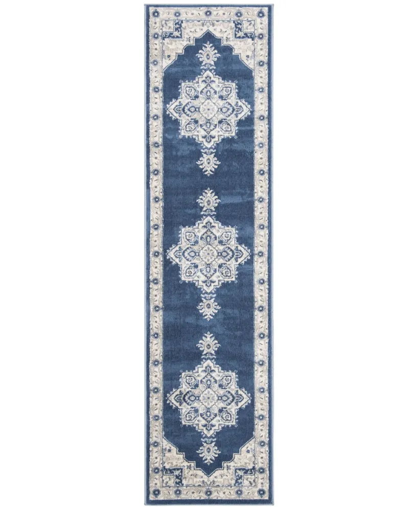 Safavieh Brentwood BNT865 Navy and Creme 2' x 6' Sisal Weave Runner Area Rug